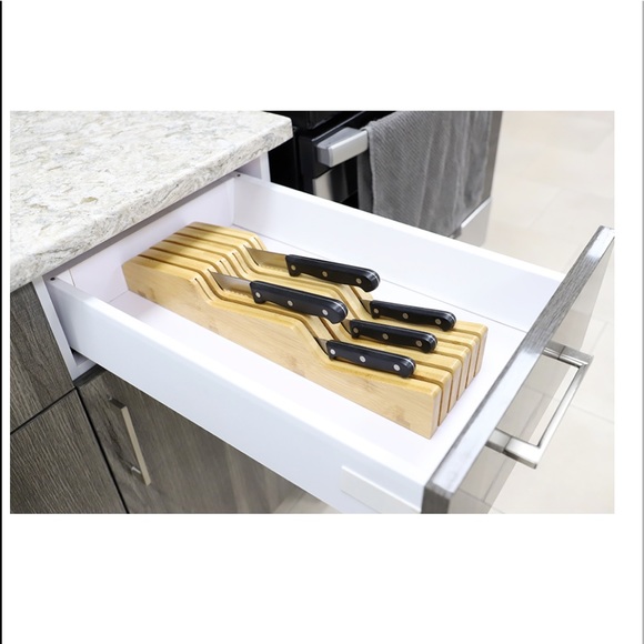 Home Basics|Wave In Drawer Bamboo Knife Block - Picture 2 of 5
